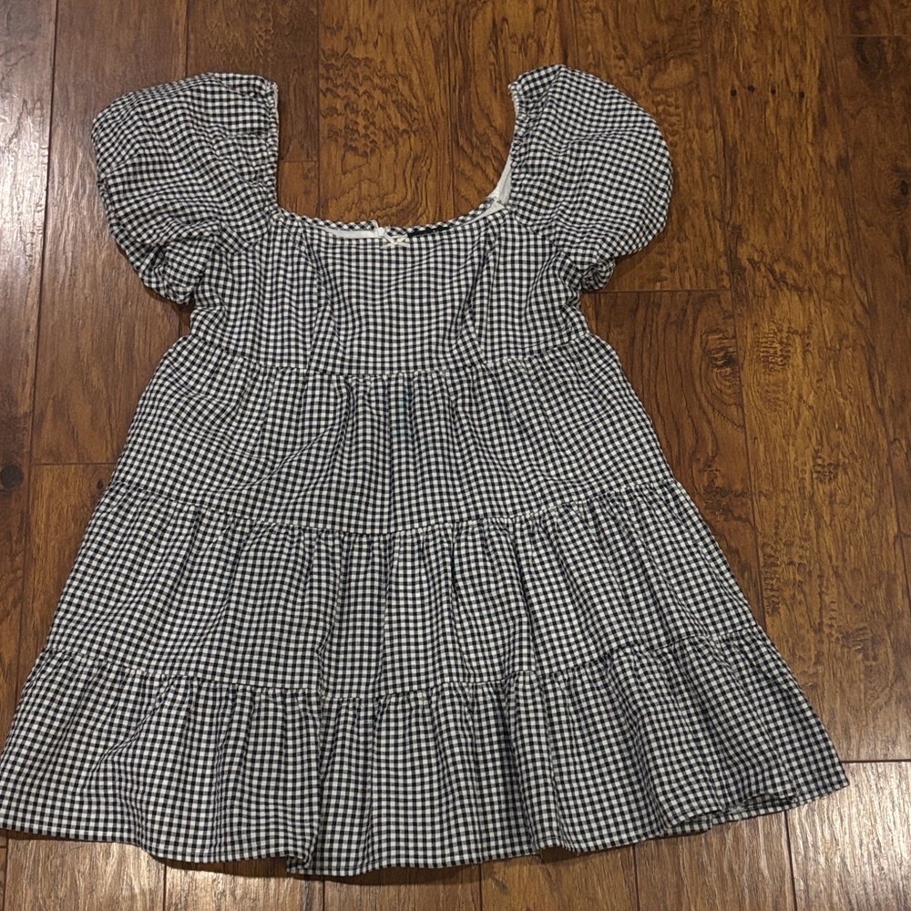 Chic Black and White Gingham Mini Dress